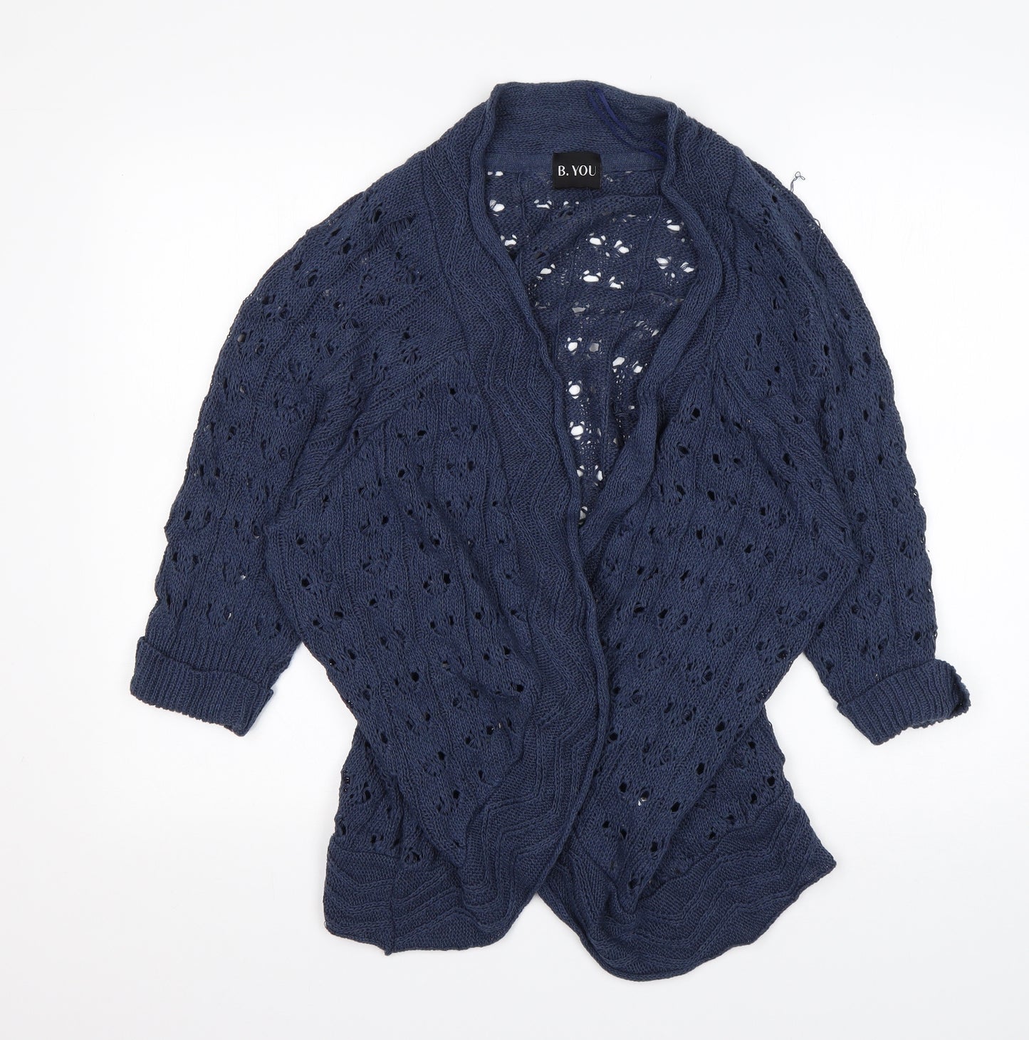 B. You Womens Blue V-Neck  Acrylic Cardigan Jumper Size 12