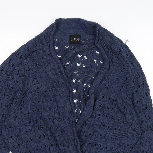 B. You Womens Blue V-Neck  Acrylic Cardigan Jumper Size 12