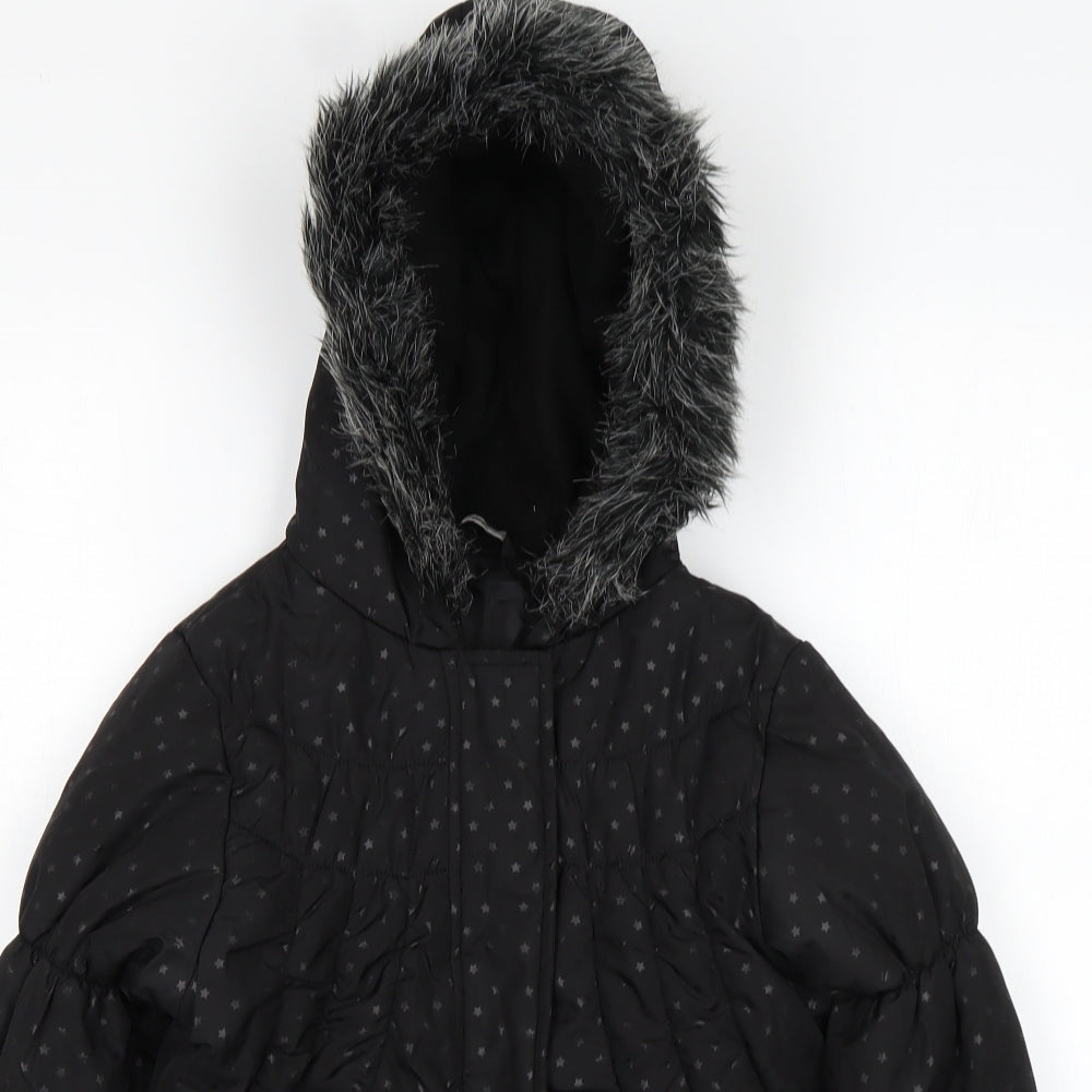 George Girls Black Polka Dot  Rain Coat Coat Size 9-10 Years