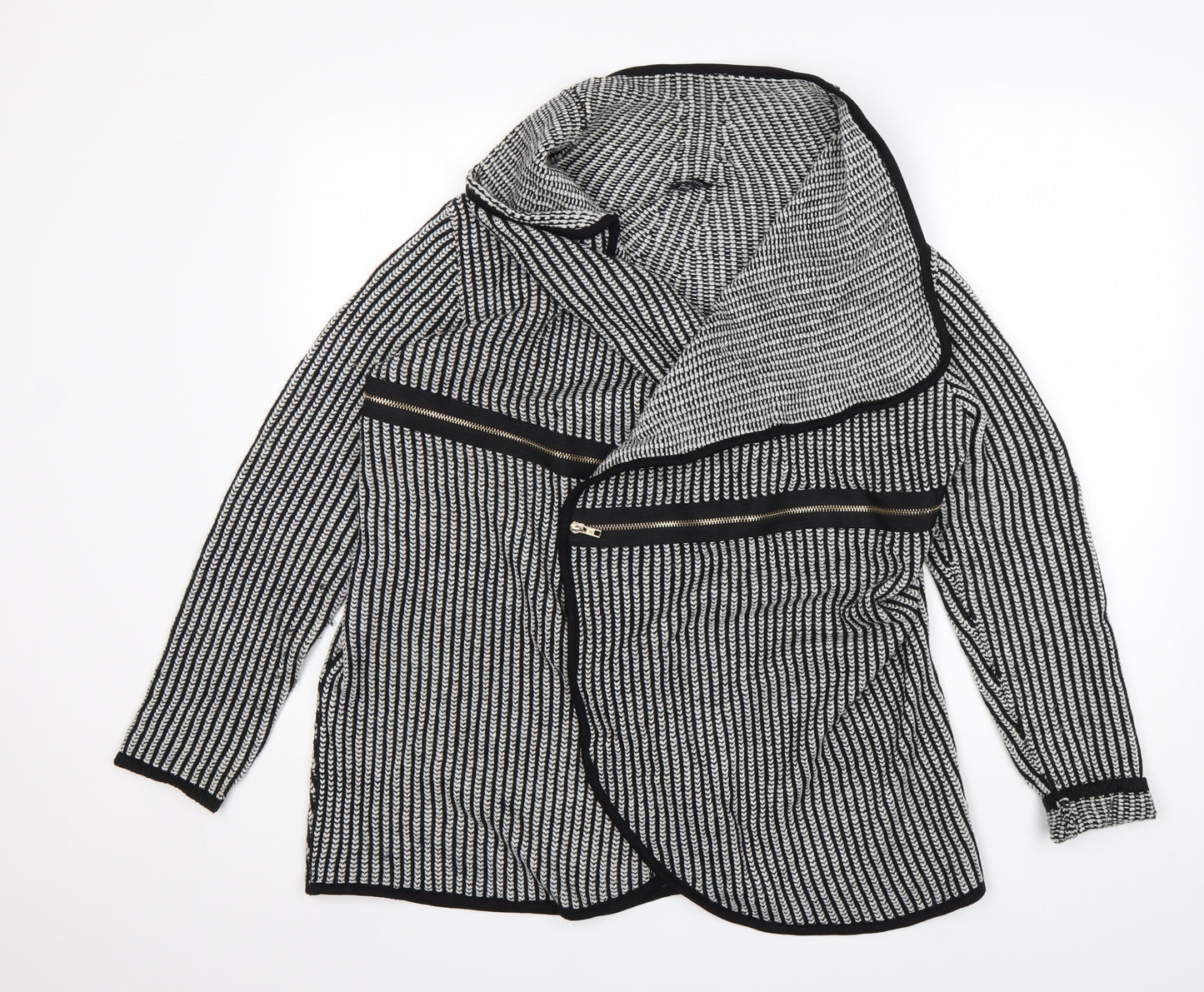 Eureca Womens Multicoloured V-Neck Striped Acrylic Cardigan Jumper Size 12