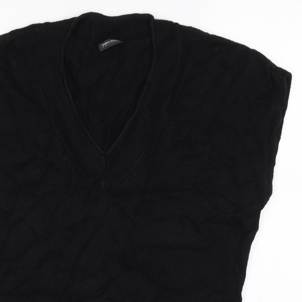 Gerry Weber Womens Black V-Neck  Cotton Pullover Jumper Size 16