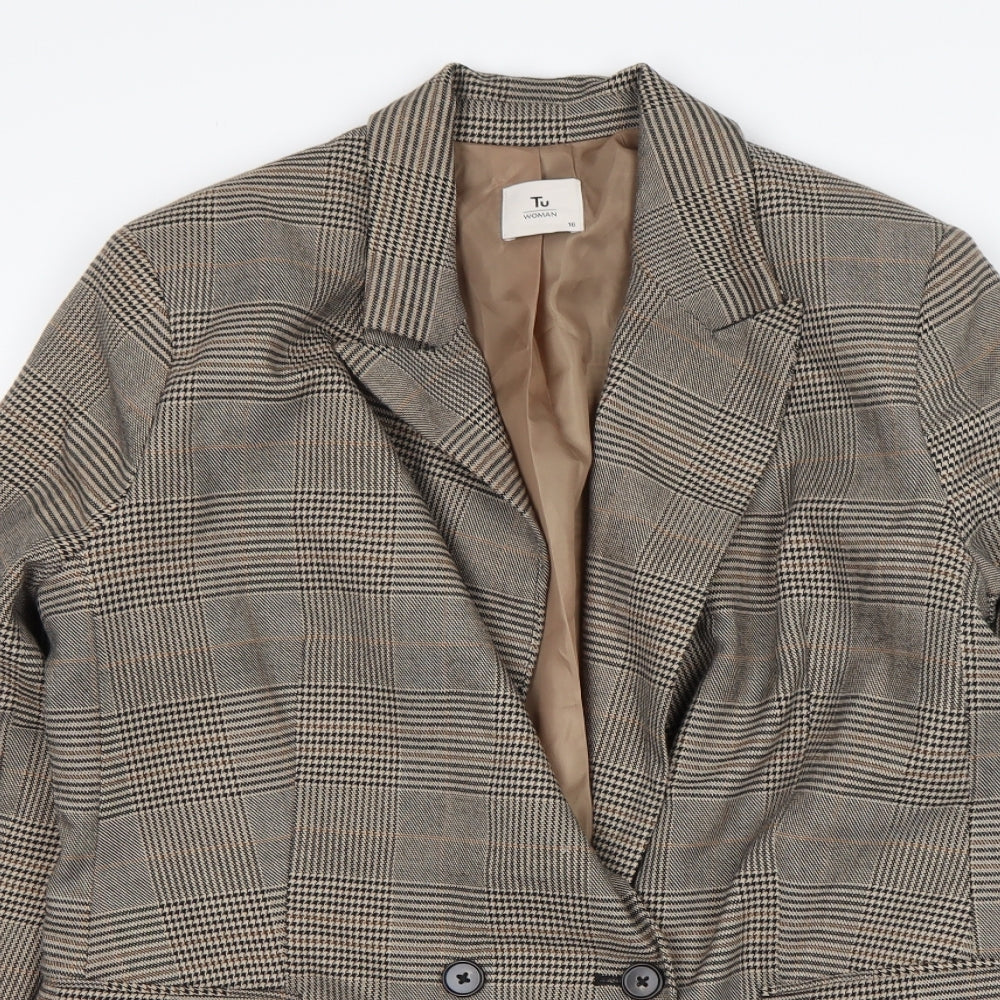 TU Womens Multicoloured Houndstooth Polyester Jacket Blazer Size 16