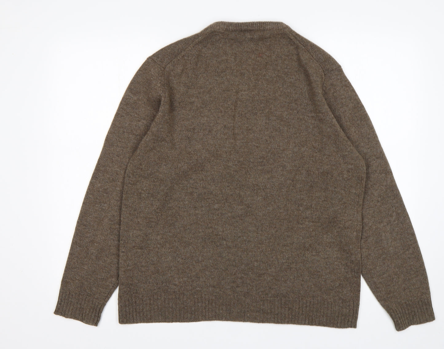 Peter Gribby Mens Brown V-Neck  Wool Pullover Jumper Size M