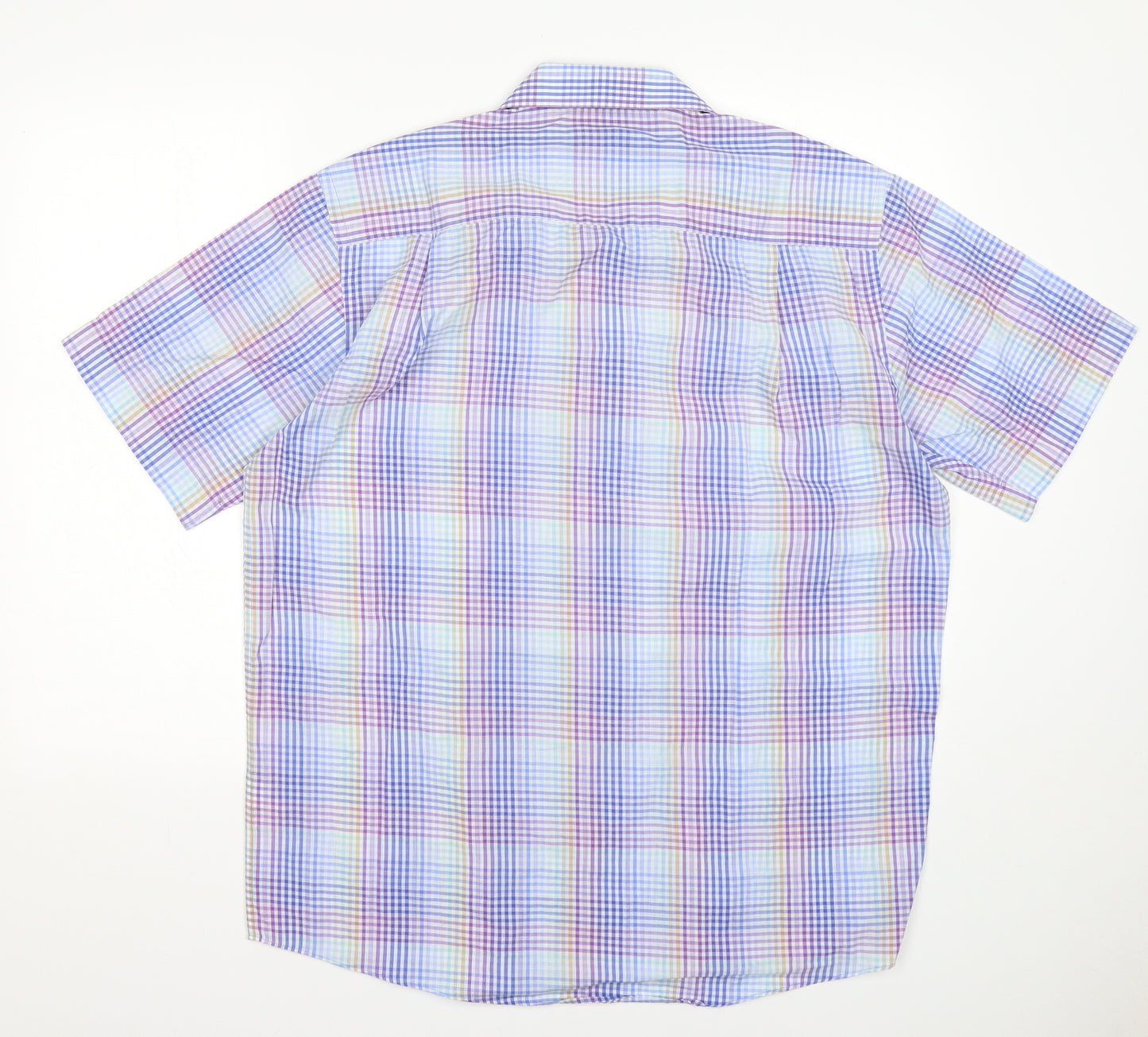BHS Mens Multicoloured Check Polyester  Dress Shirt Size 15.5 Collared
