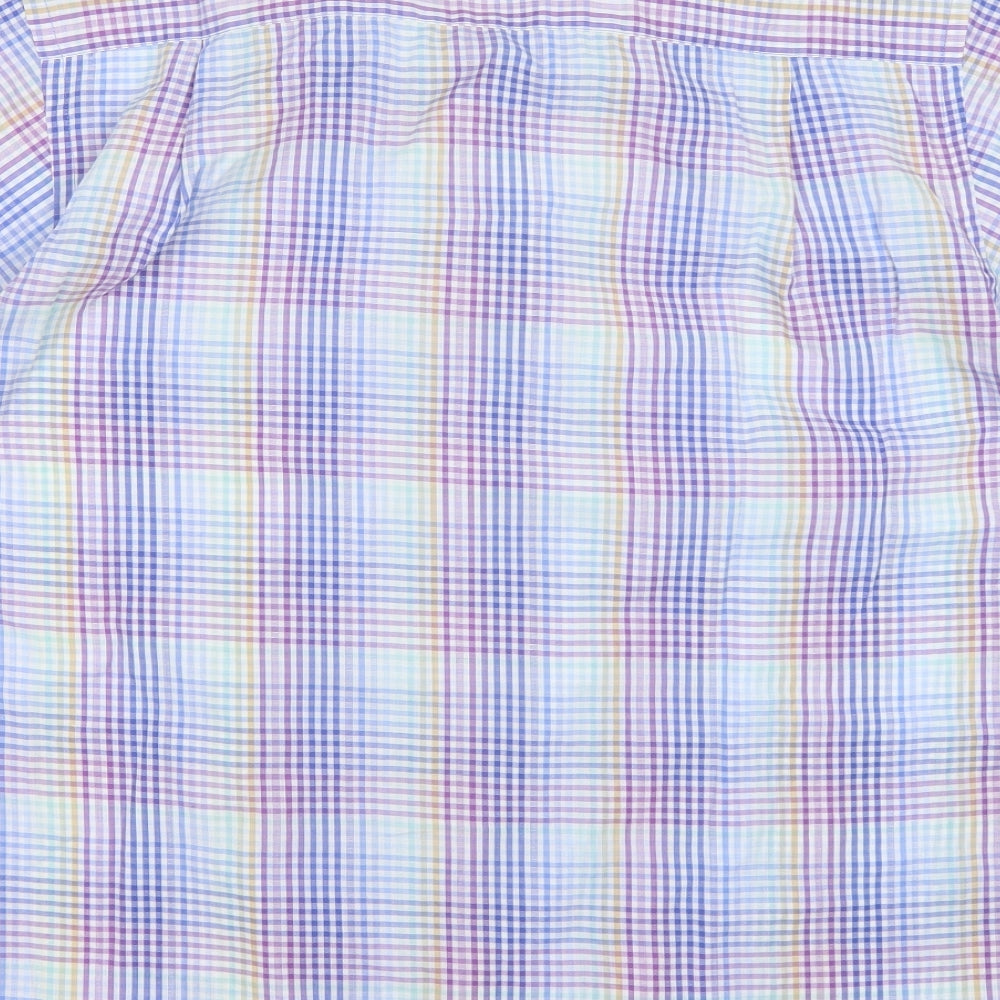 BHS Mens Multicoloured Check Polyester  Dress Shirt Size 15.5 Collared