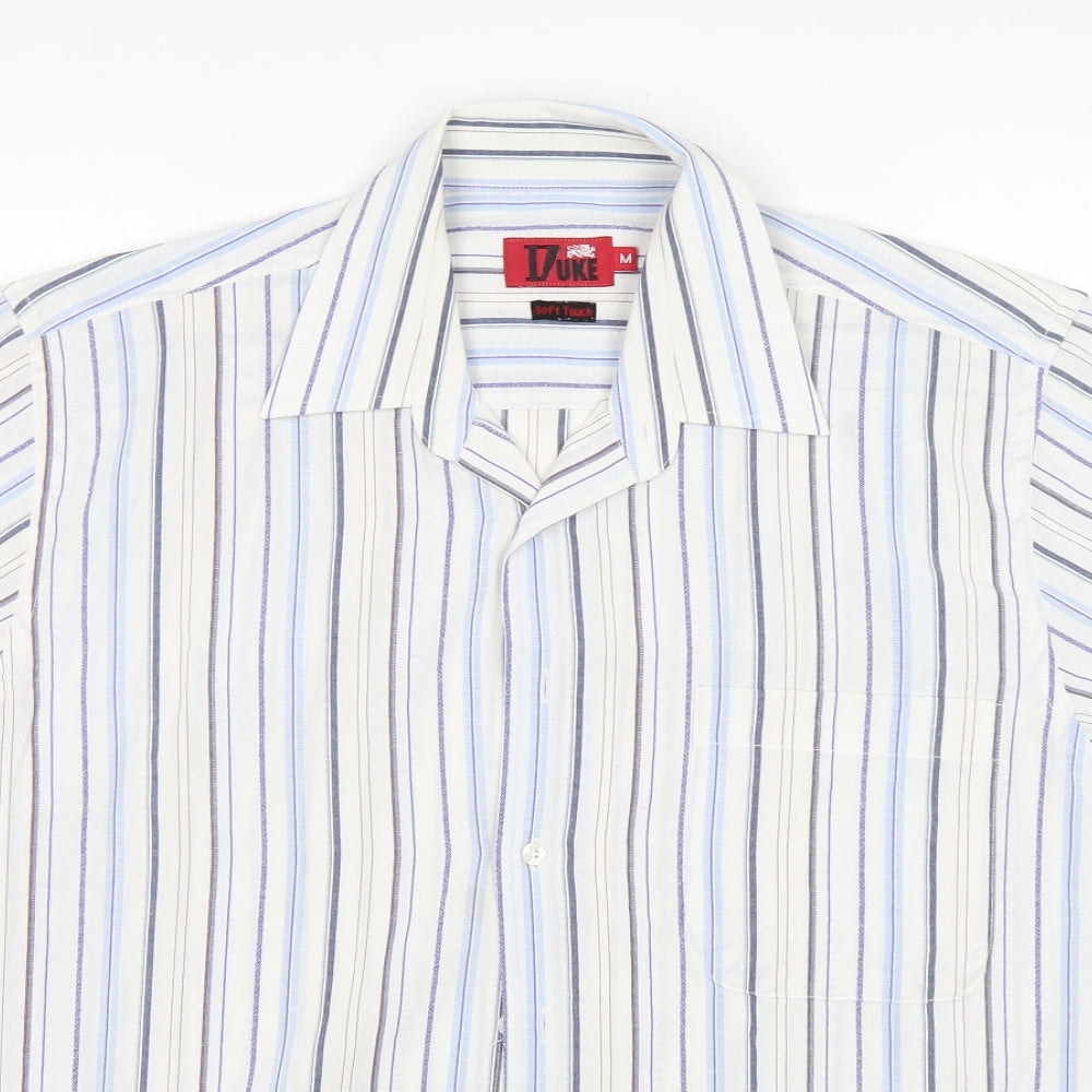 Duke Mens Multicoloured Striped Polyester  Button-Up Size M Collared