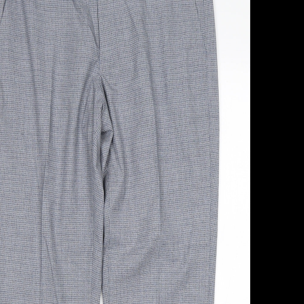 M&S Mens Grey Check Polyester Trousers  Size 36 L29 in Regular