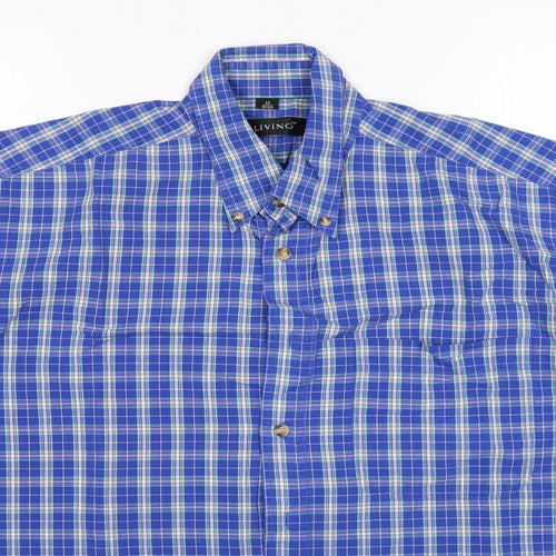 Living Mens Multicoloured Check Cotton  Button-Up Size M Collared