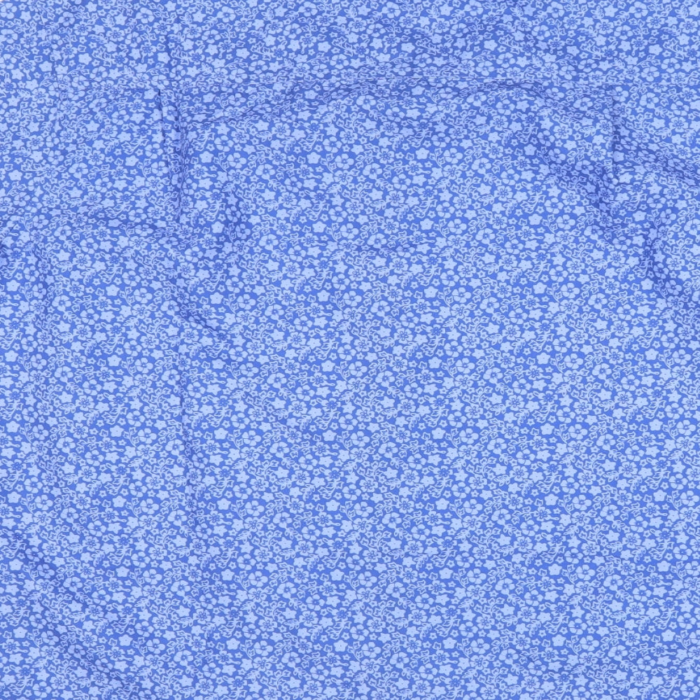 Premier Man Mens Blue Floral Polyester  Button-Up Size L Collared