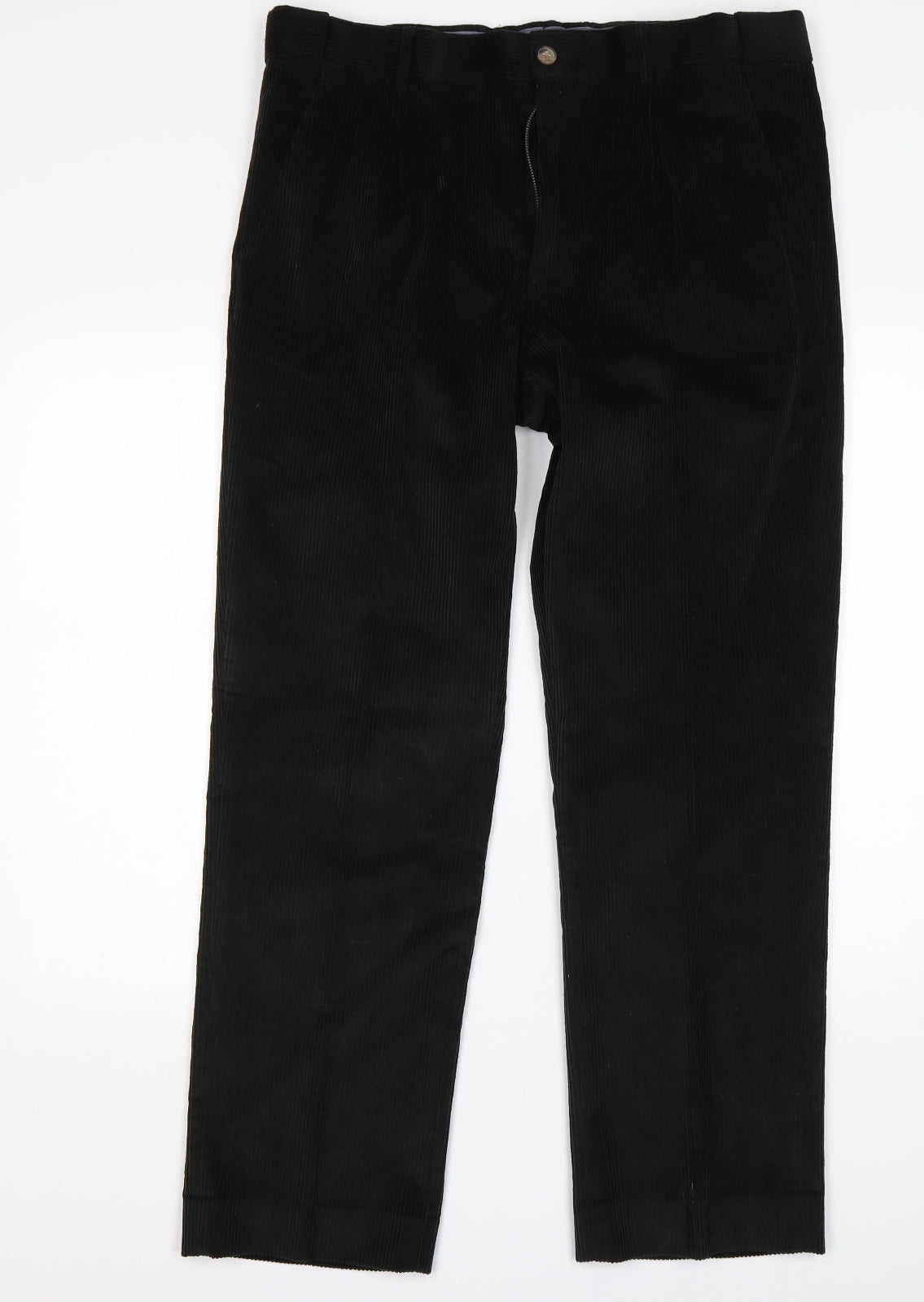 Maine Mens Black  Cotton Trousers  Size 36 L30 in Regular