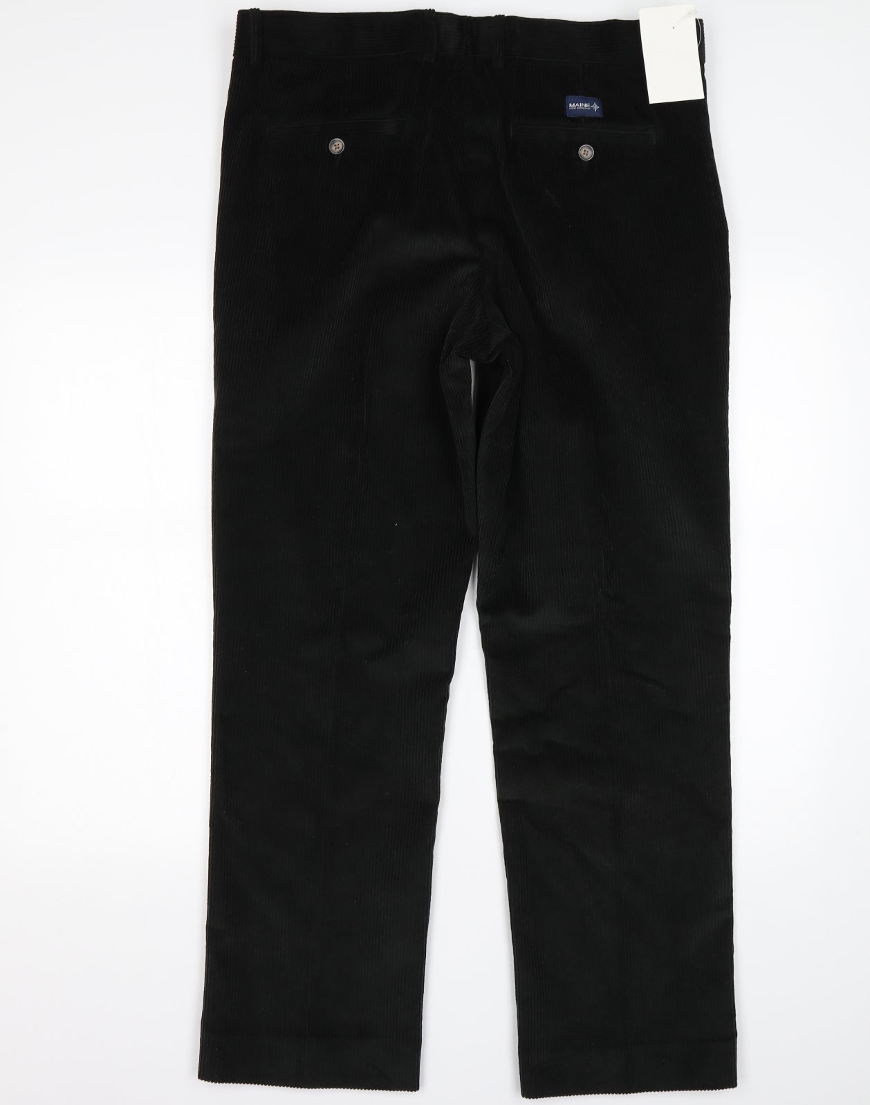 Maine Mens Black  Cotton Trousers  Size 36 L30 in Regular