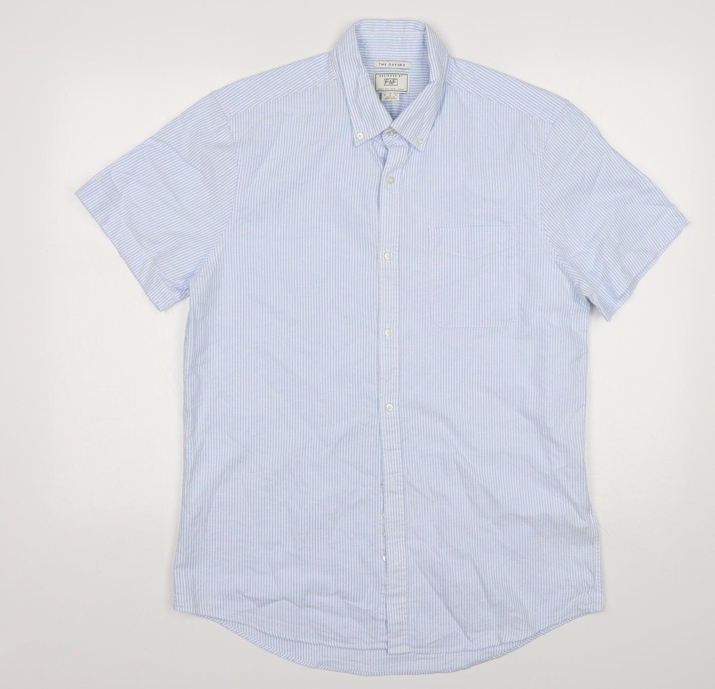 F&F Mens Multicoloured Striped Cotton  Dress Shirt Size M Collared
