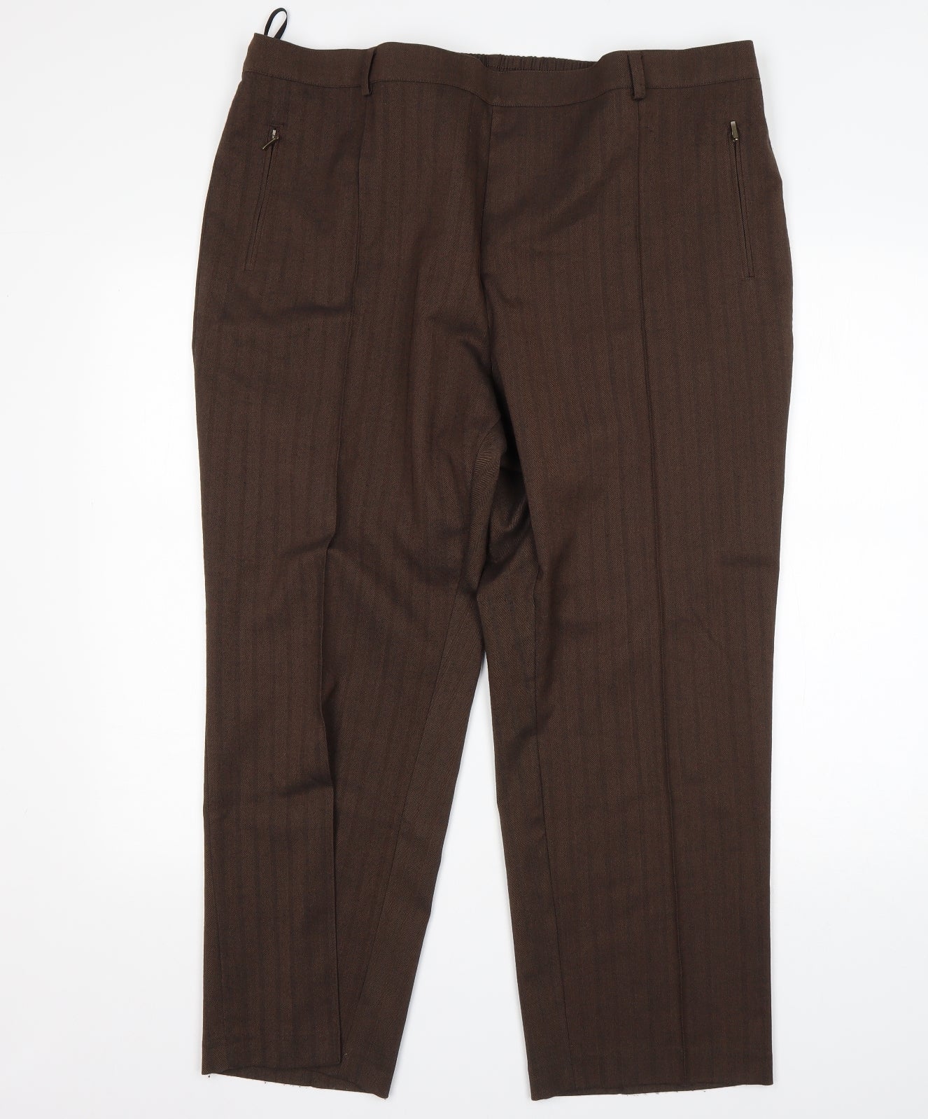 M&S Womens Brown  Polyester Trousers  Size 20 L26 in Regular