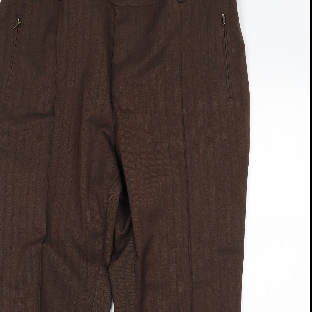 M&S Womens Brown  Polyester Trousers  Size 20 L26 in Regular
