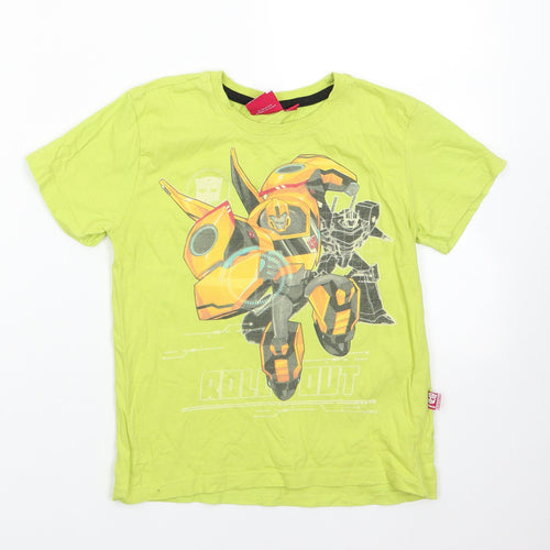 Plus M Boys Green  100% Cotton Basic T-Shirt Size 9 Years Round Neck