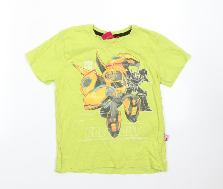 Plus M Boys Green  100% Cotton Basic T-Shirt Size 9 Years Round Neck