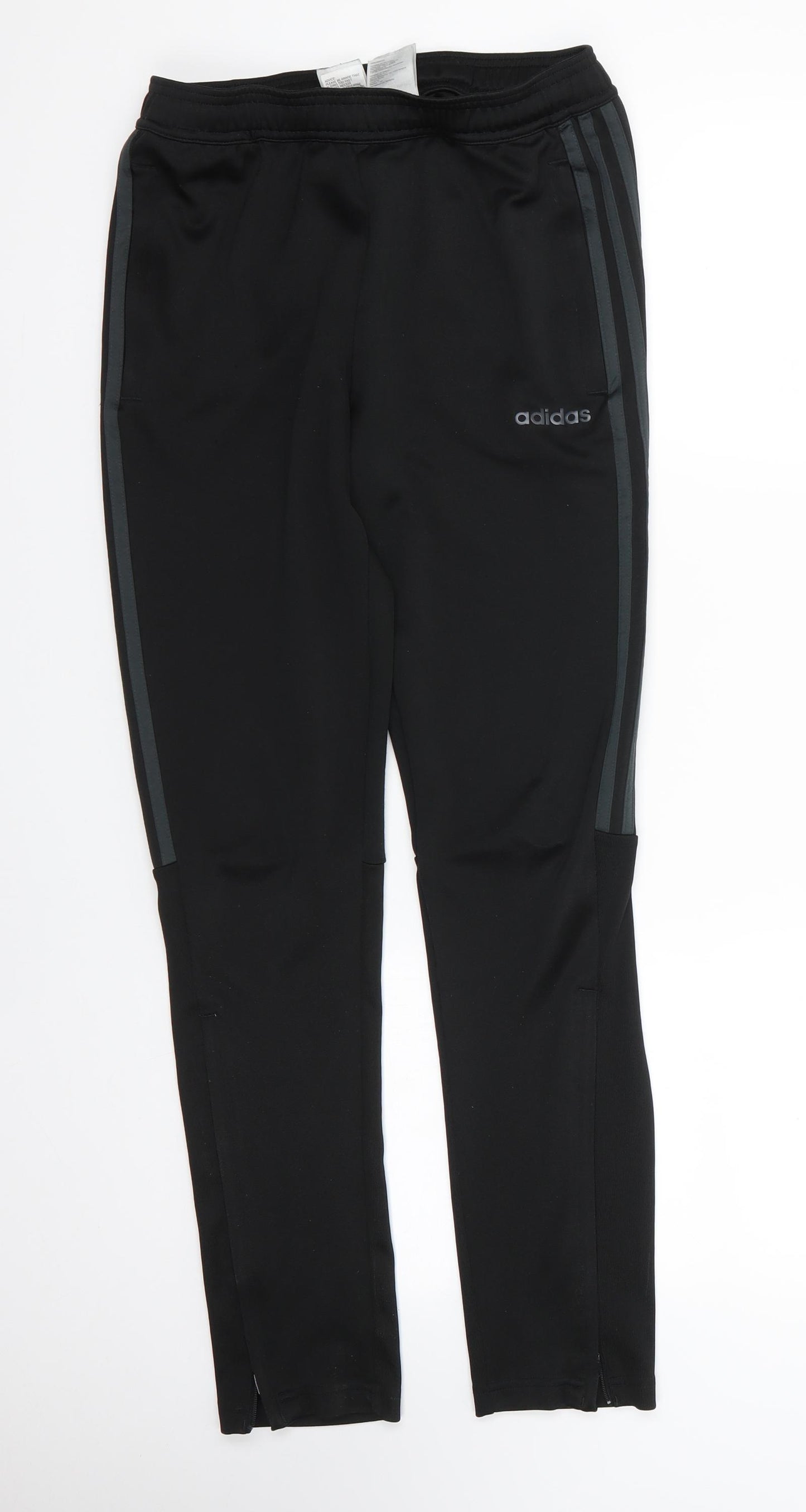 adidas Boys Black  Polyester Jogger Trousers Size 13-14 Years  Regular