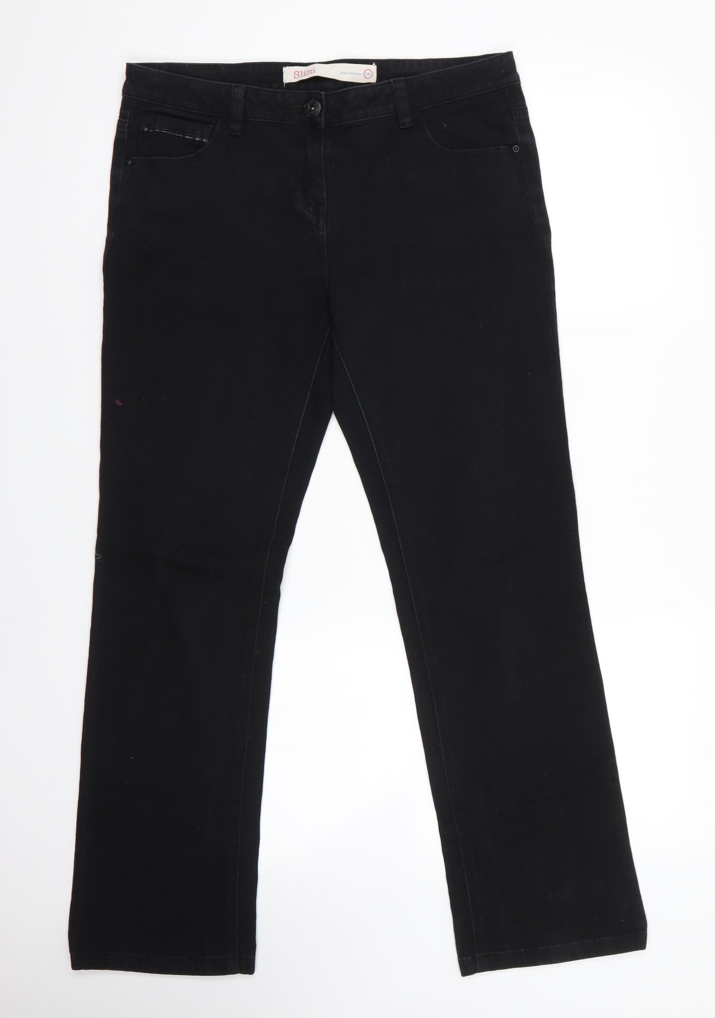 NEXT Womens Black  Cotton Straight Jeans Size 14 L29 in Slim