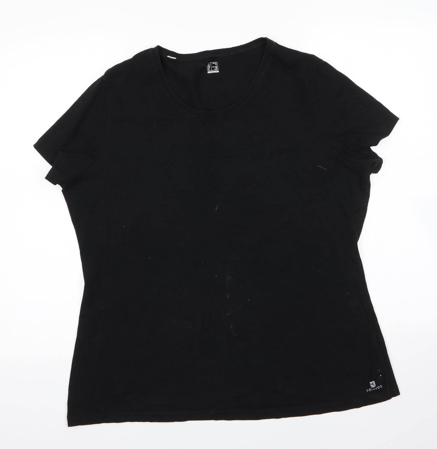 DECATHLON Womens Black  Cotton Basic T-Shirt Size XL Round Neck