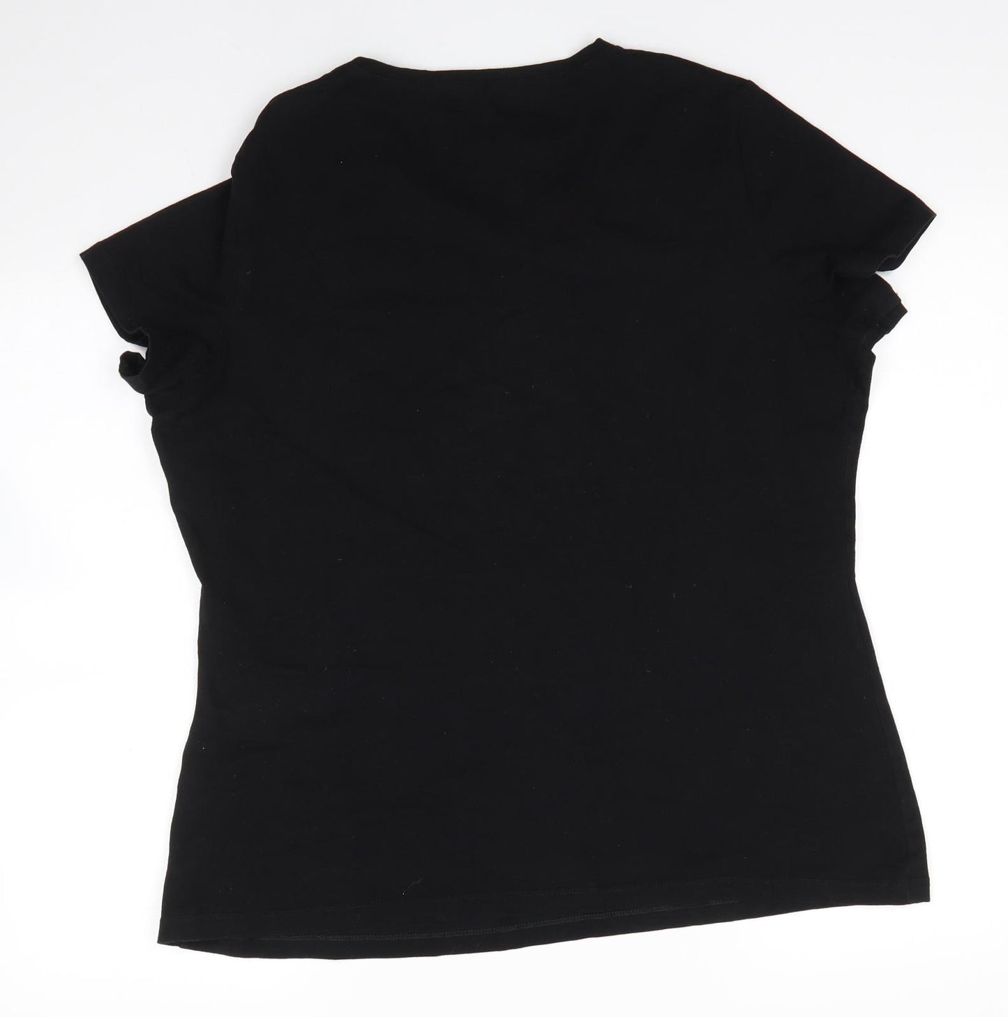 DECATHLON Womens Black  Cotton Basic T-Shirt Size XL Round Neck