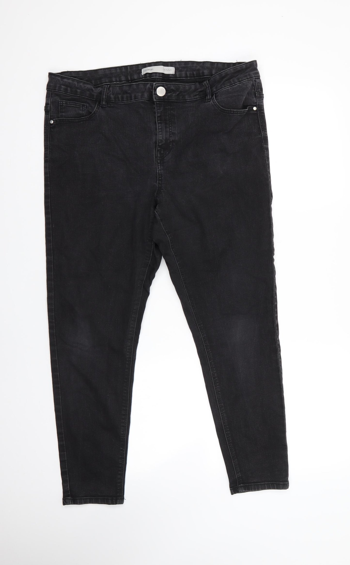 George Womens Grey  Cotton Skinny Jeans Size 18 L25 in Regular  - Short