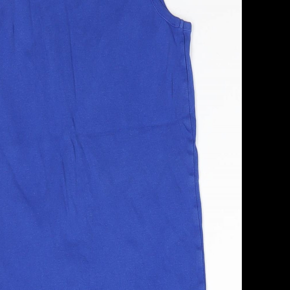 M&S Boys Blue  100% Cotton Basic Tank Size 9-10 Years Round Neck