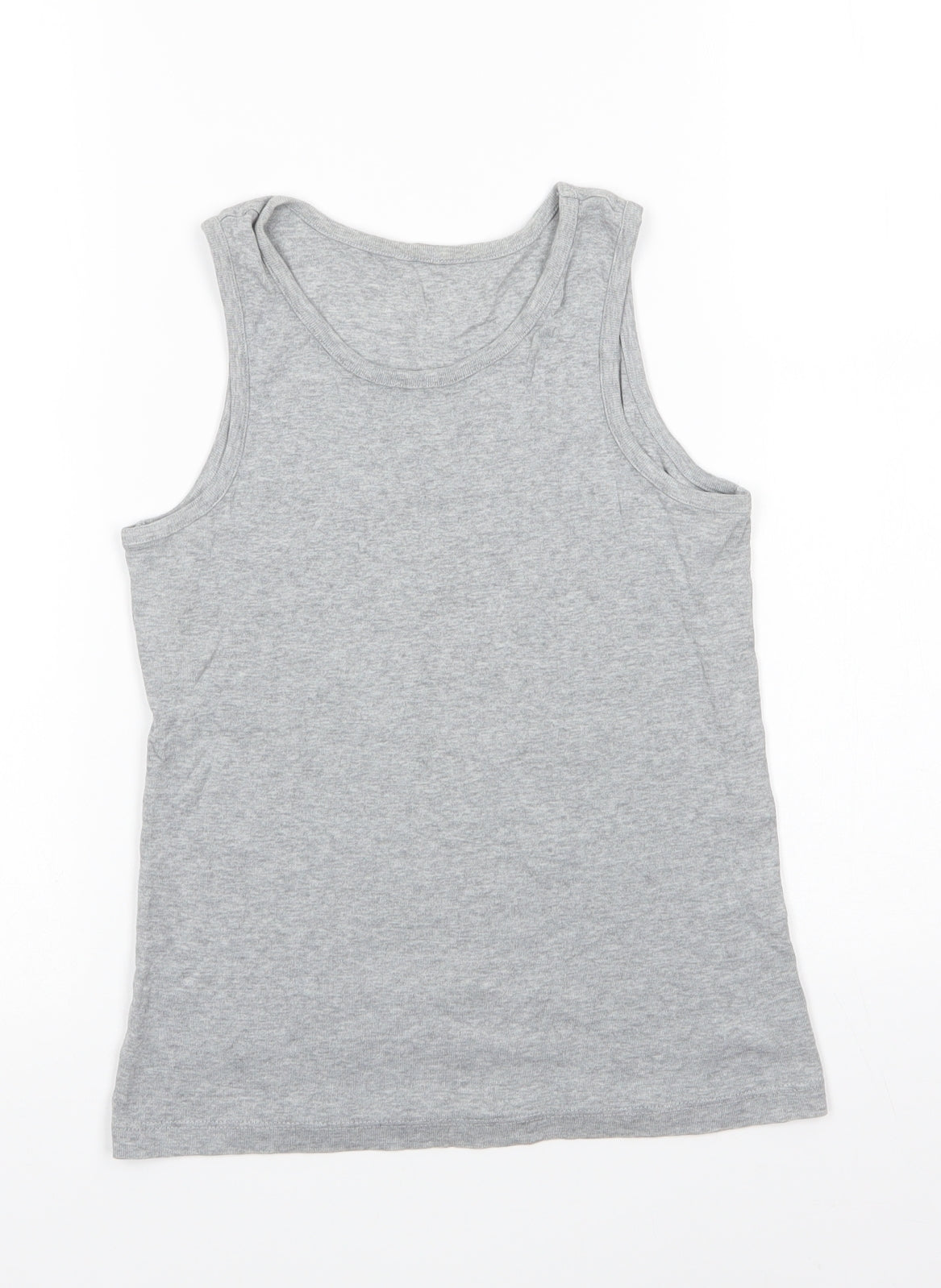 M&S Boys Grey  100% Cotton Basic Tank Size 9-10 Years Round Neck