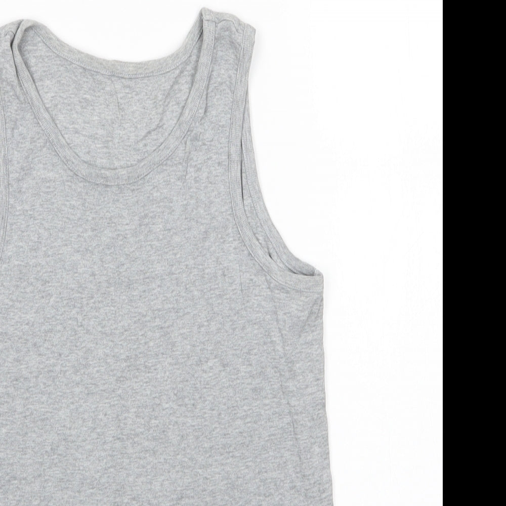 M&S Boys Grey  100% Cotton Basic Tank Size 9-10 Years Round Neck
