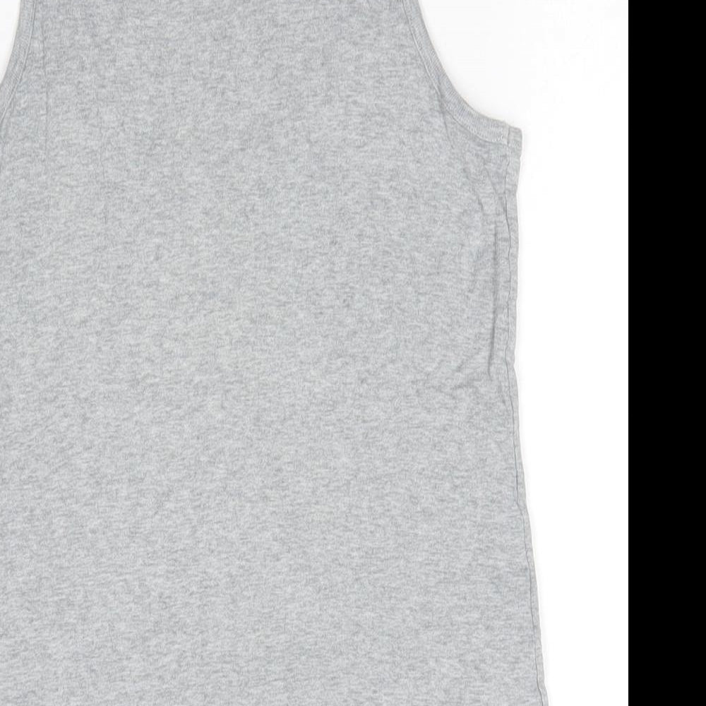 M&S Boys Grey  100% Cotton Basic Tank Size 9-10 Years Round Neck