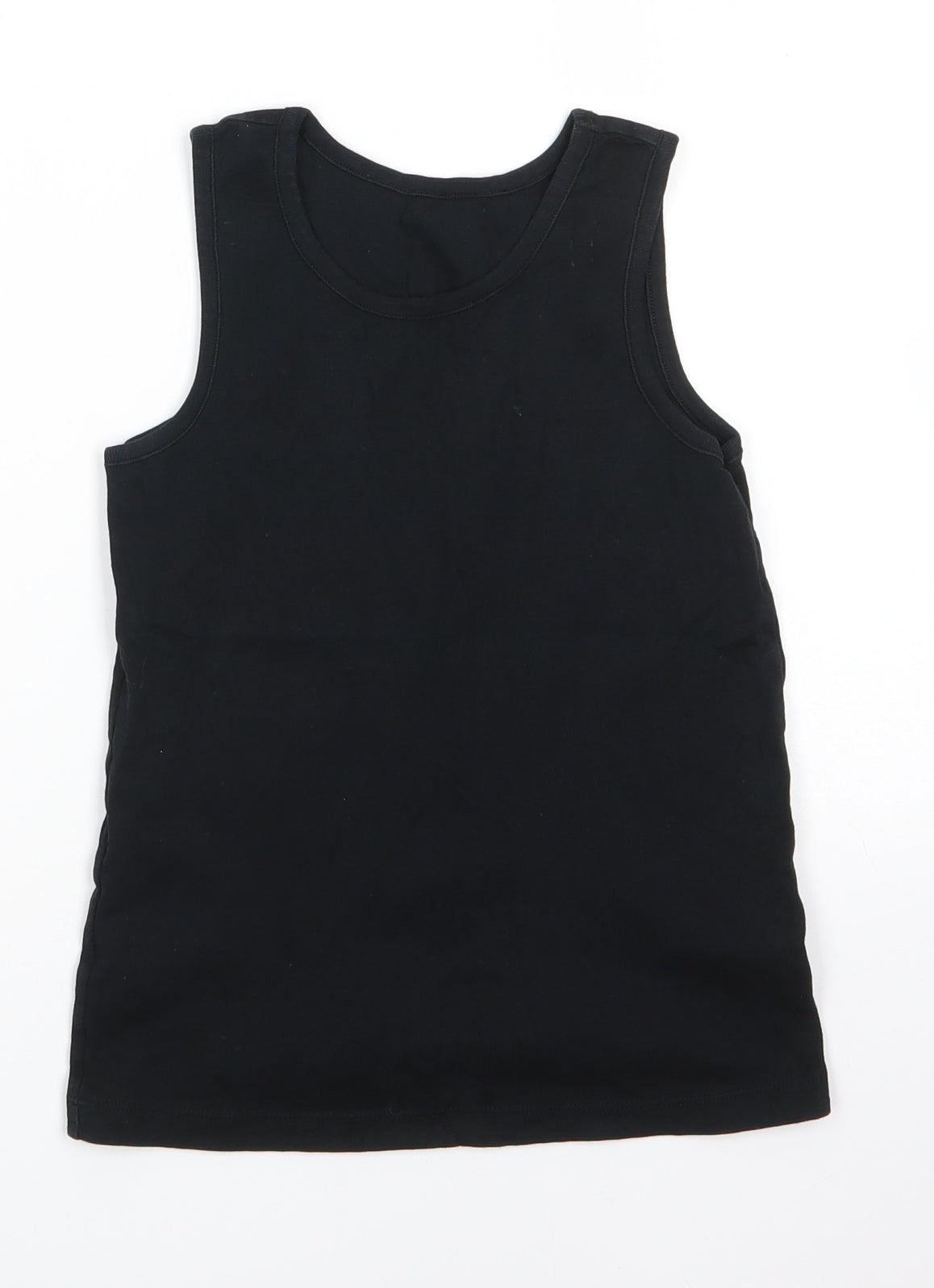 M&S Boys Black  100% Cotton Basic Tank Size 9-10 Years Round Neck
