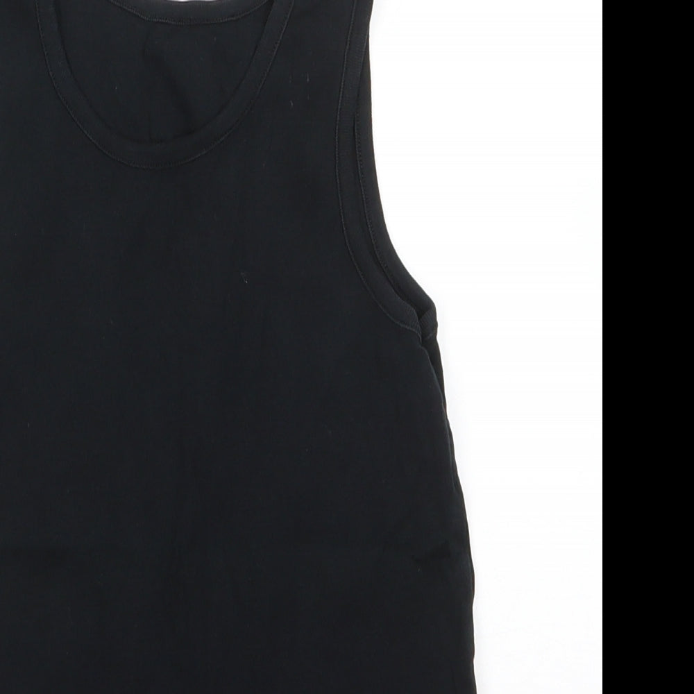 M&S Boys Black  100% Cotton Basic Tank Size 9-10 Years Round Neck