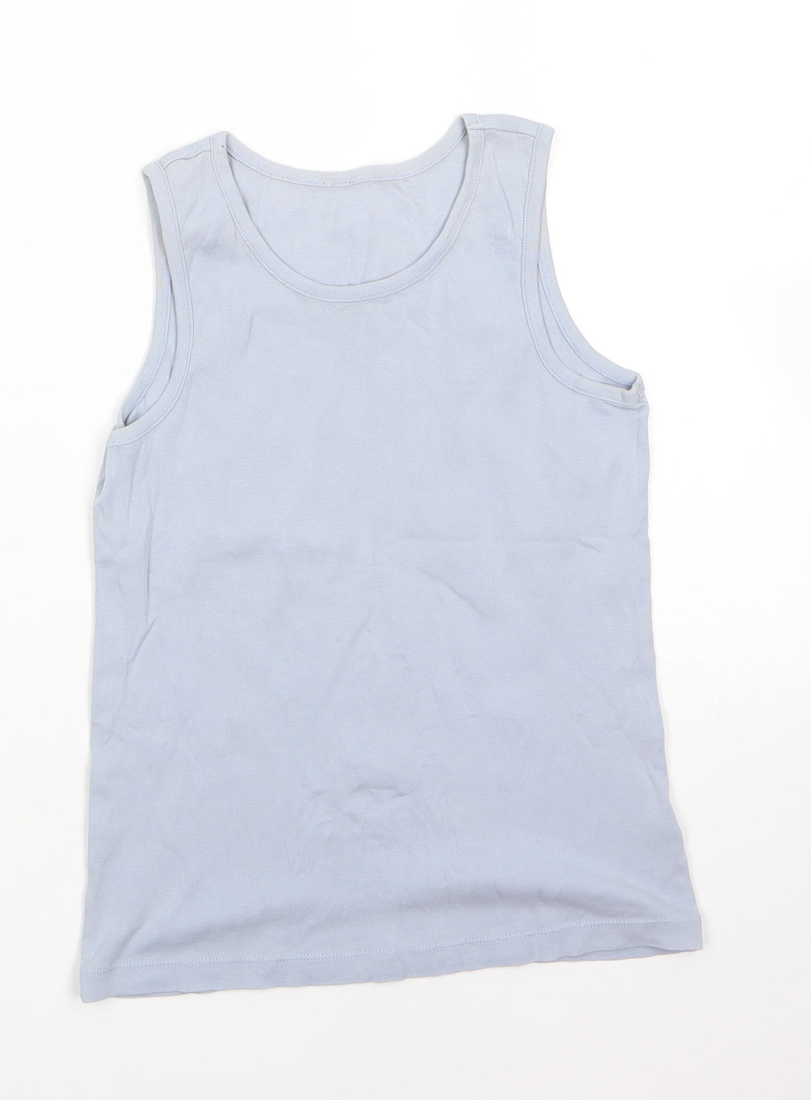 M&S Boys Blue  100% Cotton Basic Tank Size 9-10 Years Round Neck