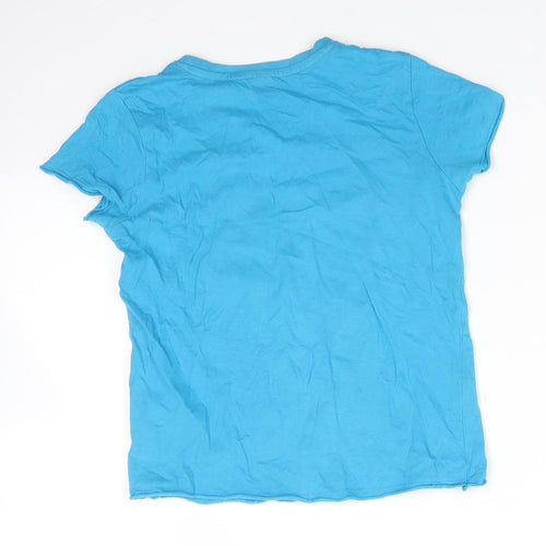 Little Kids Boys Blue  100% Cotton Basic T-Shirt Size 6-7 Years Round Neck