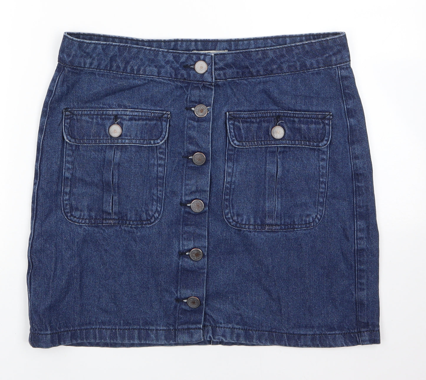 TU Womens Blue  Cotton A-Line Skirt Size 12