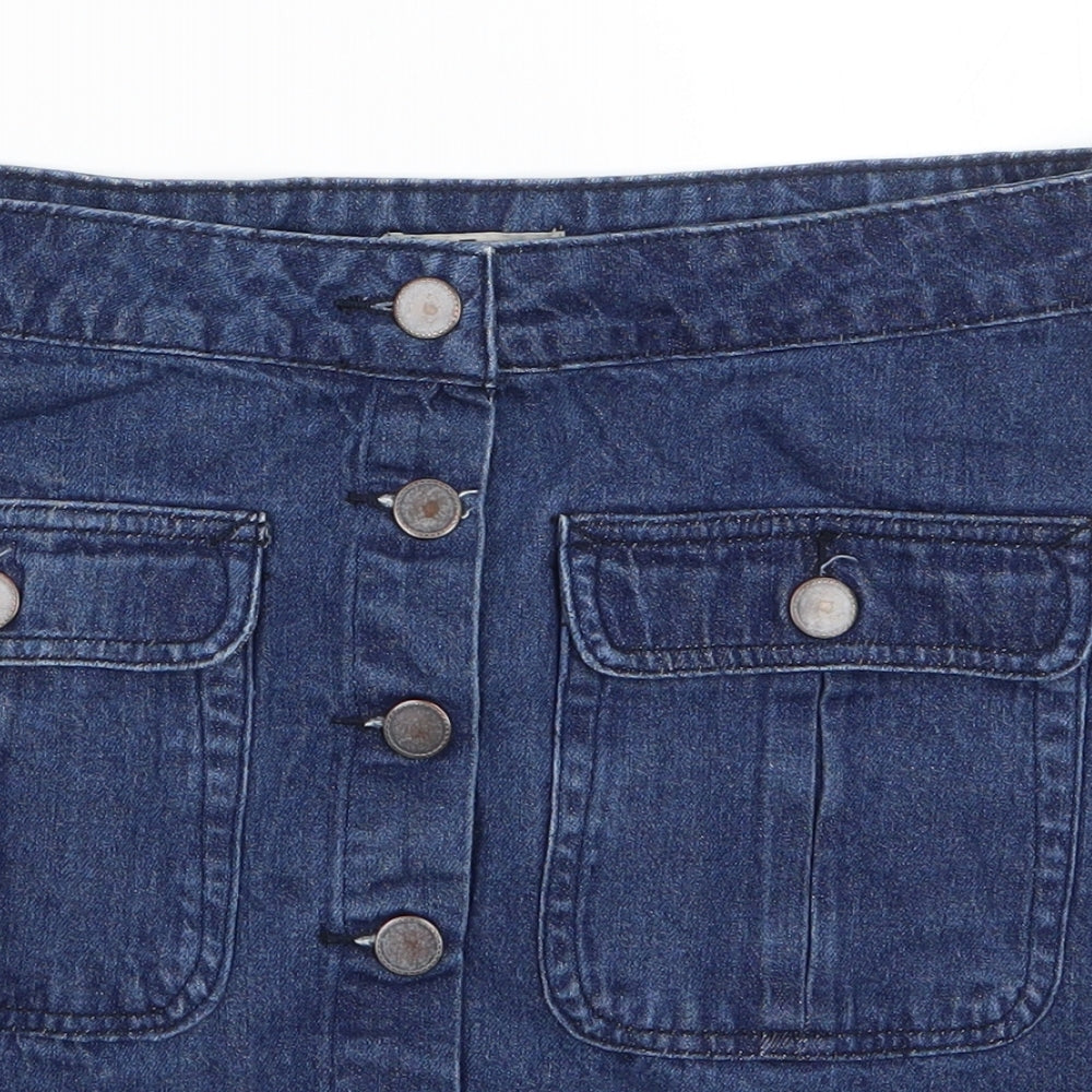 TU Womens Blue  Cotton A-Line Skirt Size 12