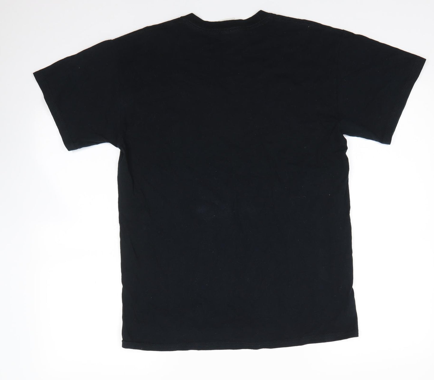 Gildan Mens Black  Cotton  T-Shirt Size M Round Neck