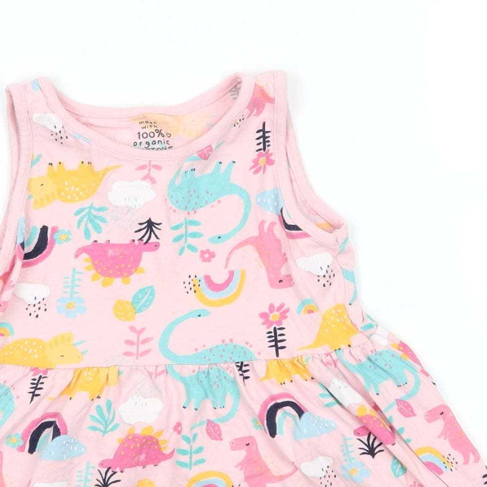 F&F Girls Pink  Cotton Tank Dress  Size 6-7 Years  Round Neck