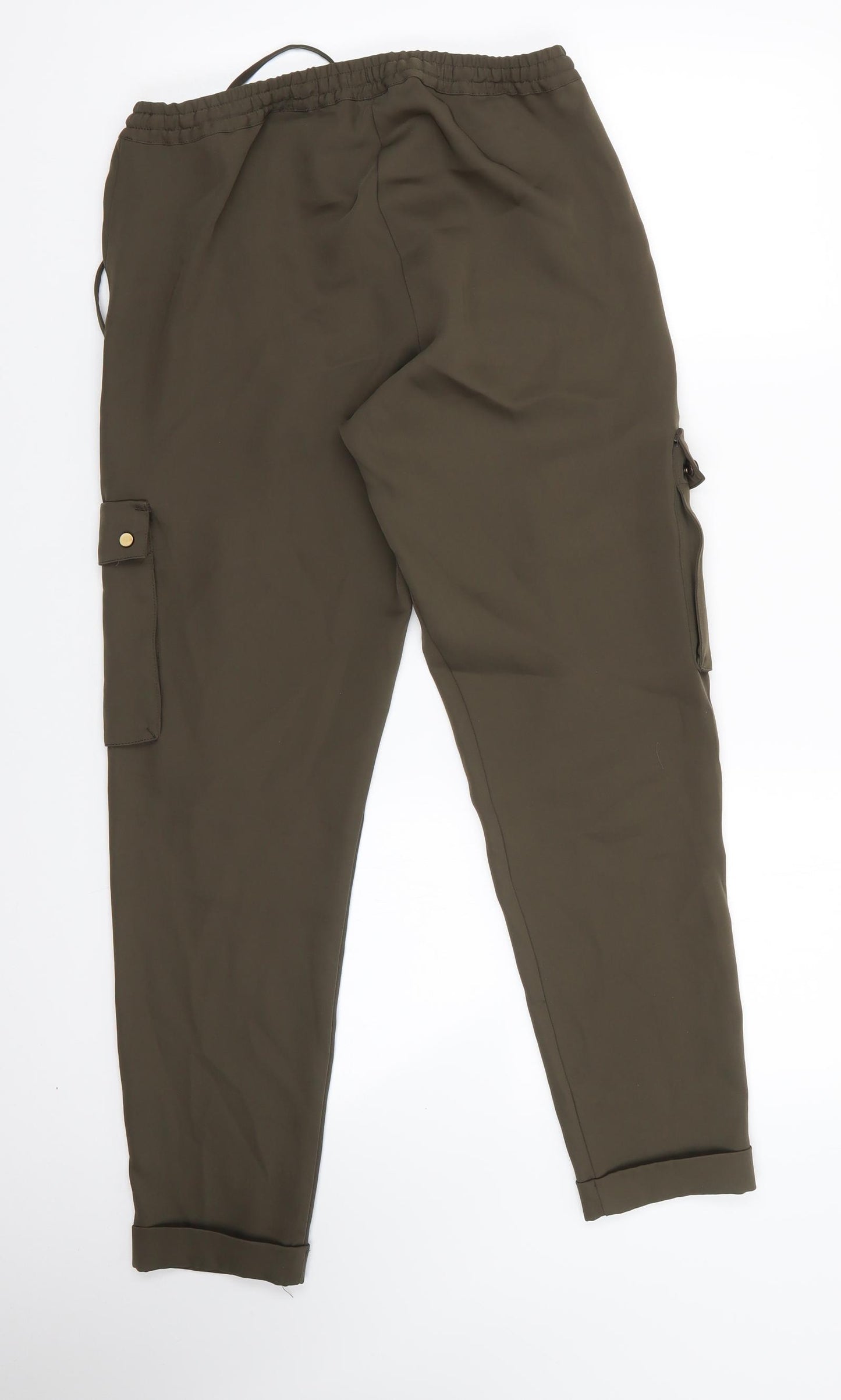 H&M Womens Green  Polyester Trousers  Size 8 L28 in Regular