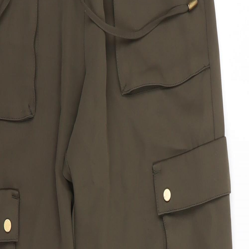 H&M Womens Green  Polyester Trousers  Size 8 L28 in Regular