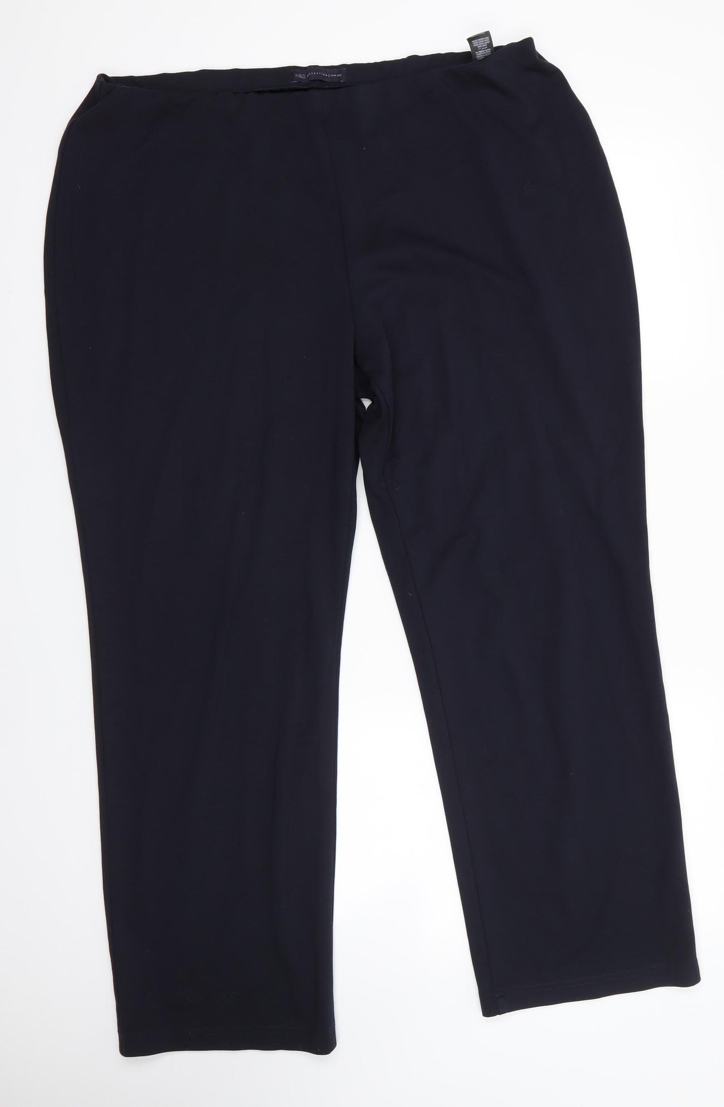 M&S Womens Blue  Viscose Dress Pants Trousers Size 20 L27 in Regular