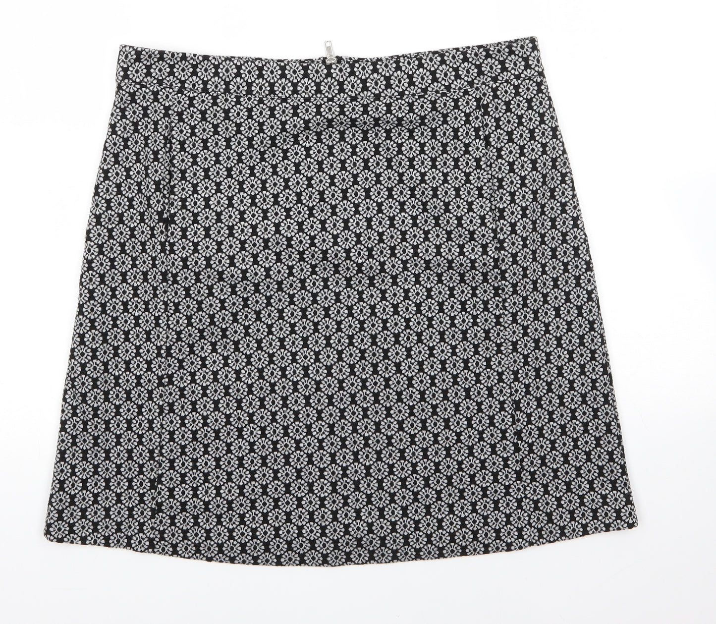 TU Womens Black Floral Polyester A-Line Skirt Size 16