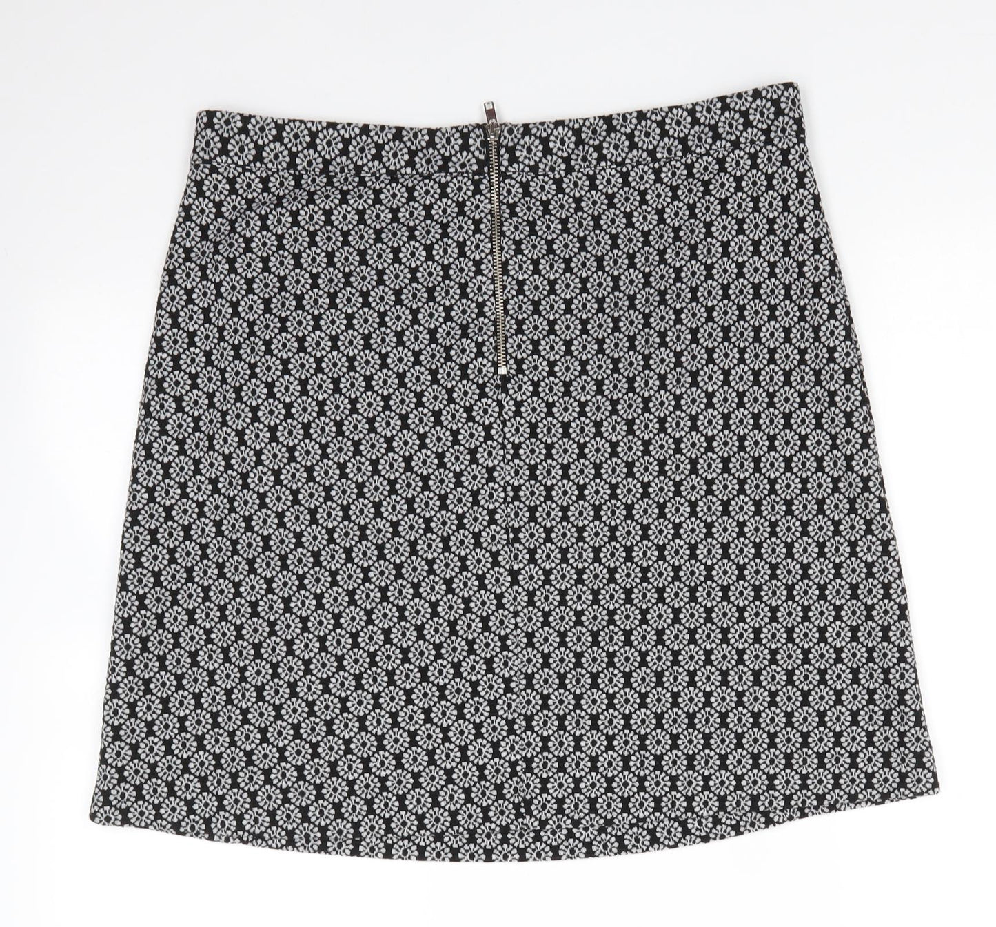 TU Womens Black Floral Polyester A-Line Skirt Size 16