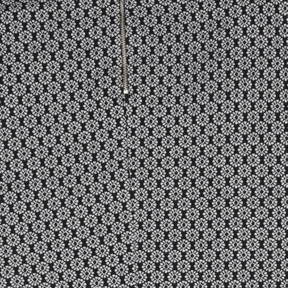 TU Womens Black Floral Polyester A-Line Skirt Size 16