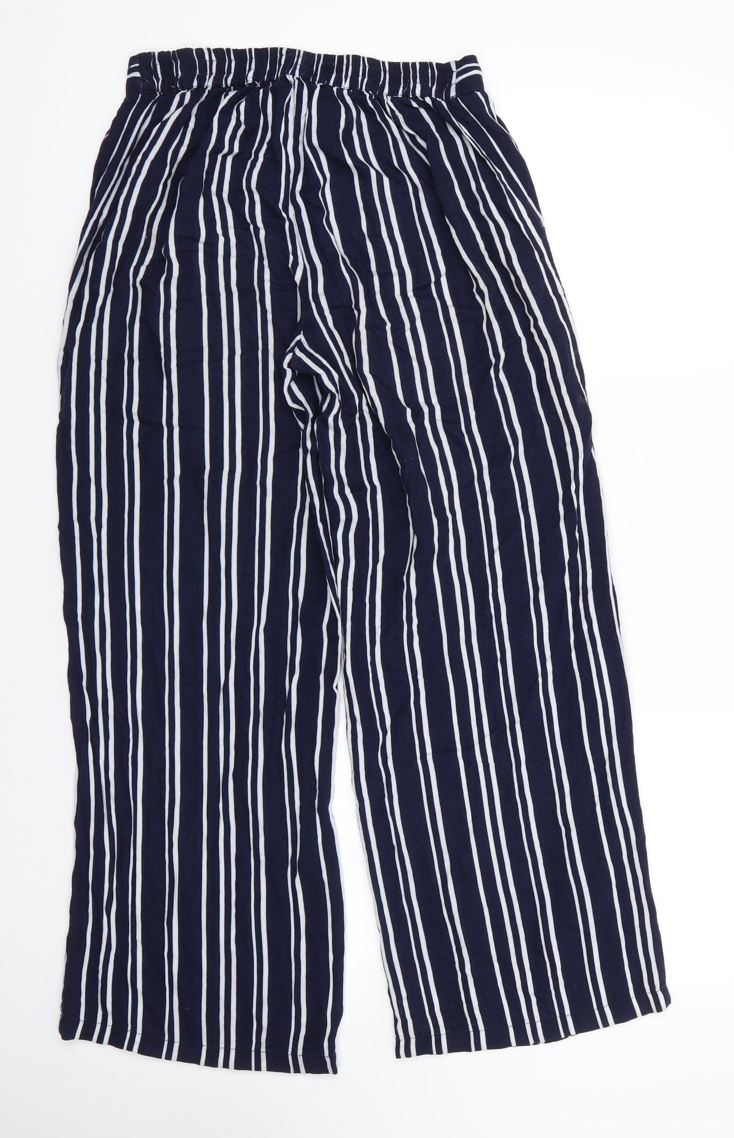 Primark Womens Blue Striped Cotton Trousers  Size 8 L27 in Regular