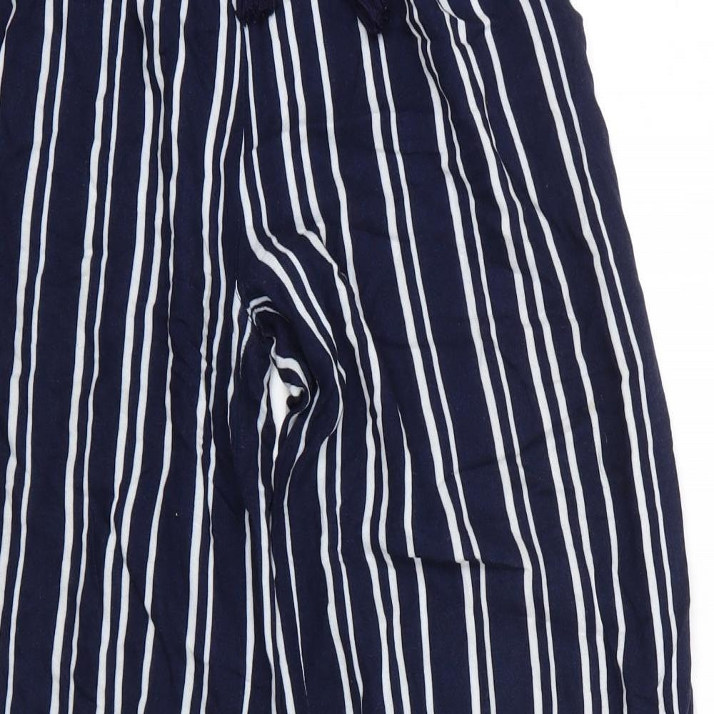 Primark Womens Blue Striped Cotton Trousers  Size 8 L27 in Regular