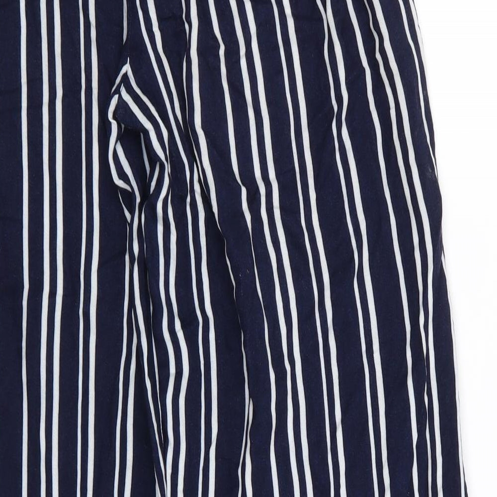 Primark Womens Blue Striped Cotton Trousers  Size 8 L27 in Regular