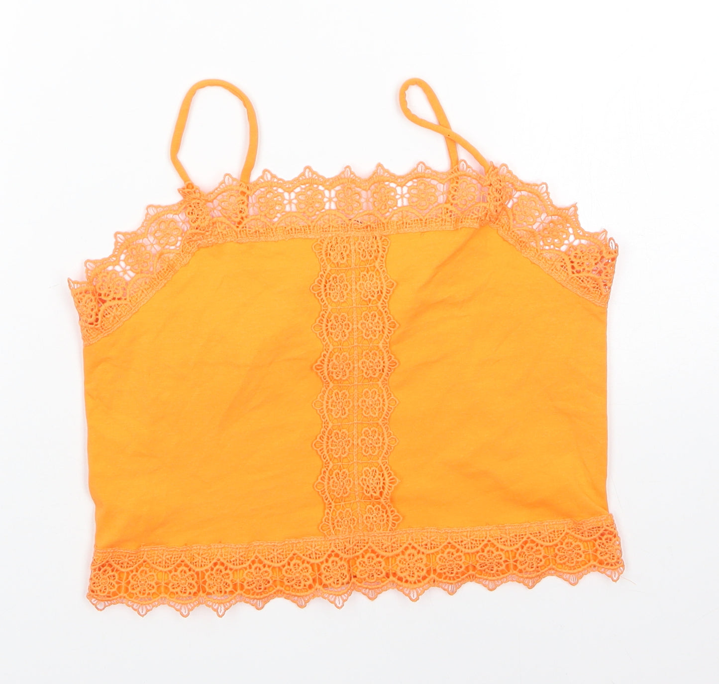 Primark Womens Orange  Cotton Basic Blouse Size XS Round Neck