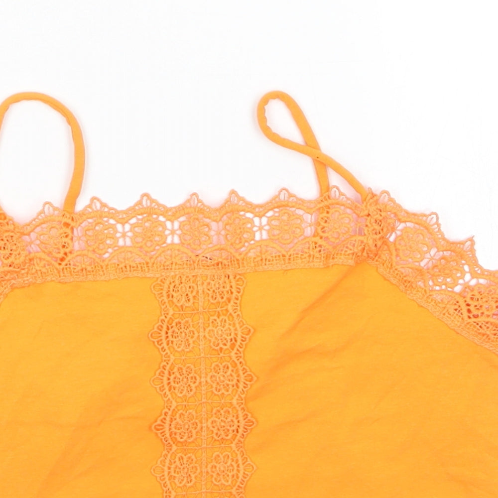 Primark Womens Orange  Cotton Basic Blouse Size XS Round Neck