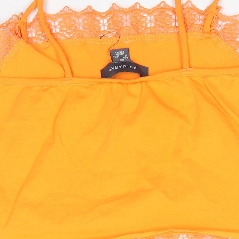 Primark Womens Orange  Cotton Basic Blouse Size XS Round Neck