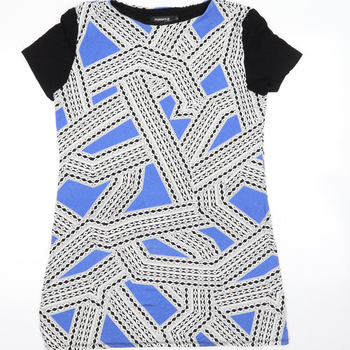 pARAMOUR Womens Multicoloured  Viscose T-Shirt Dress  Size L  Round Neck